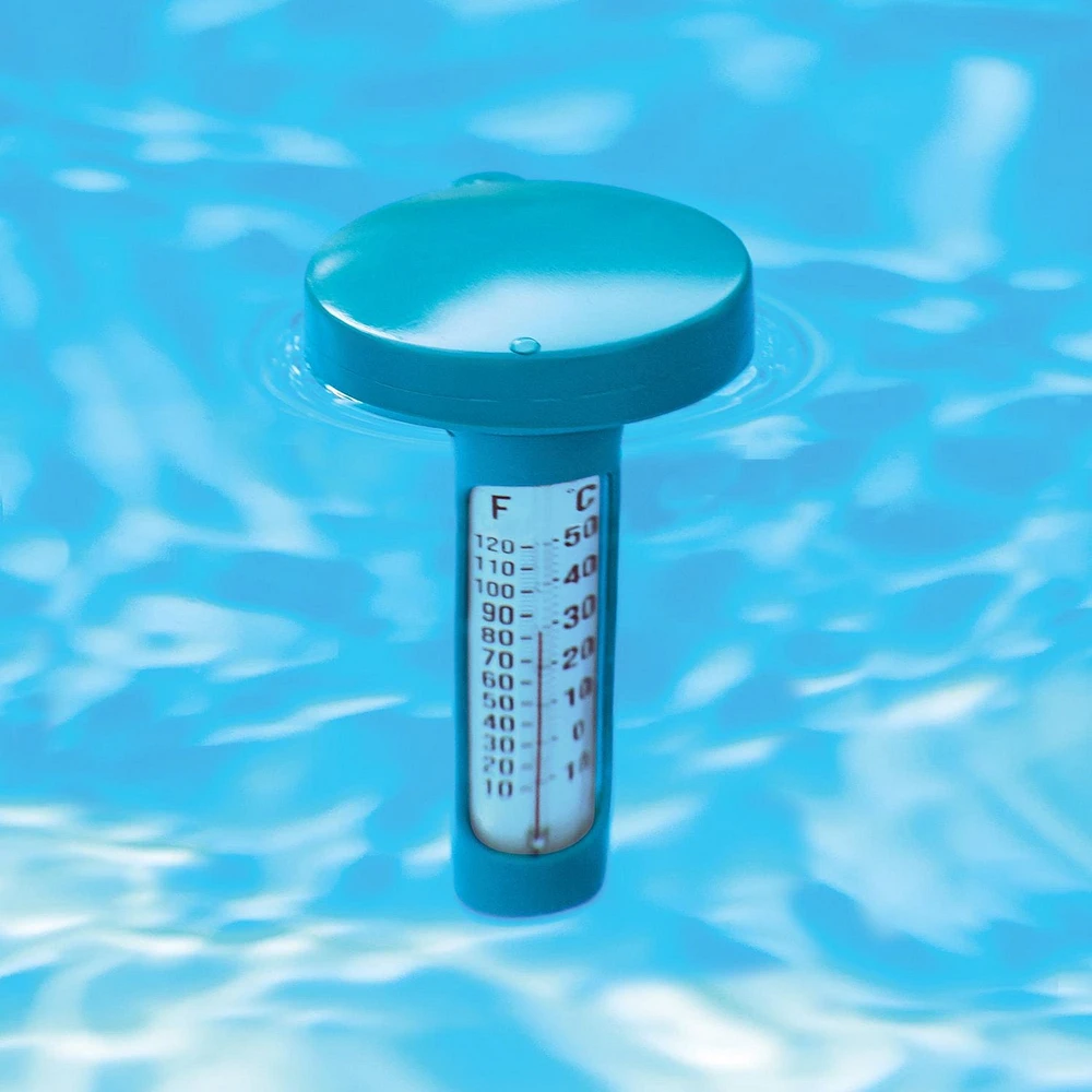 Mainstays Floating Pool Thermometer in Teal Sachet, Grey, and White - Analog