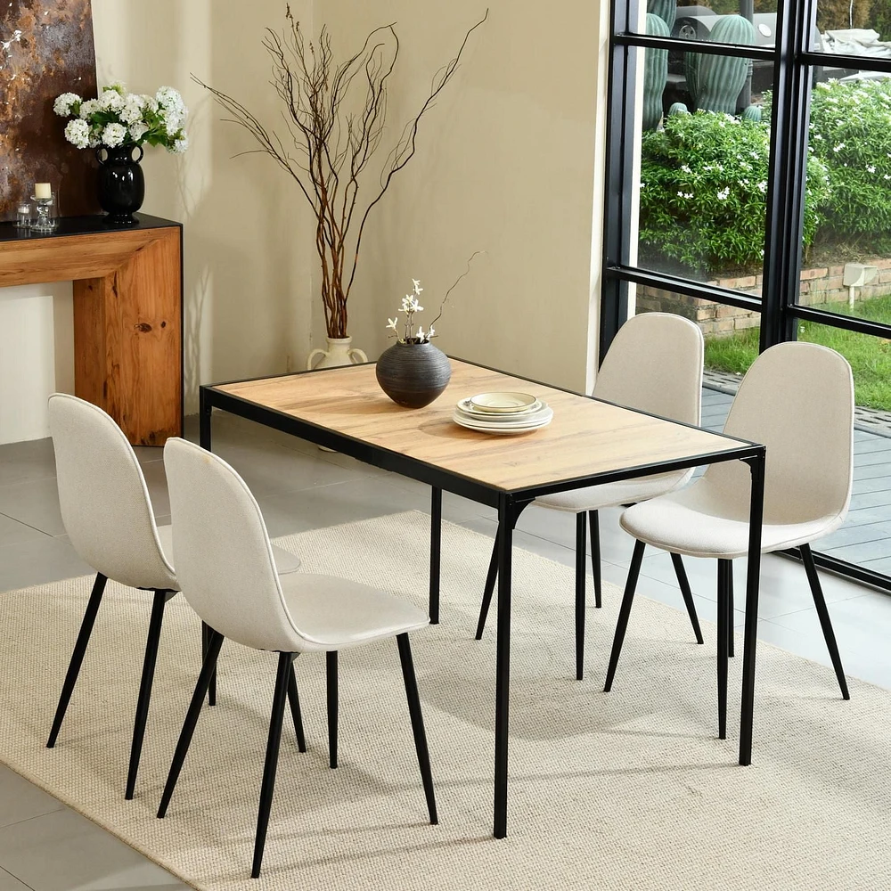 Ensemble de table à manger Homy Casa 5 pièces pour petits espaces – Table moderne avec 4 chaises ergonomiques rembourrées, ensemble de cuisine compact