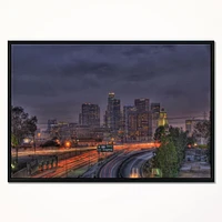 Design Art Los Angeles Dark Skyline Framed Canvas Art Print
