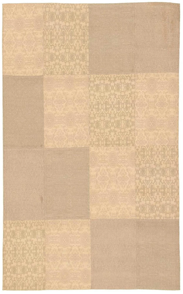 ECARPETGALLERY 5'5" x 7'6"  Transitional Collage Handmade Area Rug for Living Room, Dining Room and Bedroom in Ivory