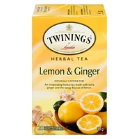 Twinings Lemon Ginger Herbal Tea, Pack of 20 Tea Bags