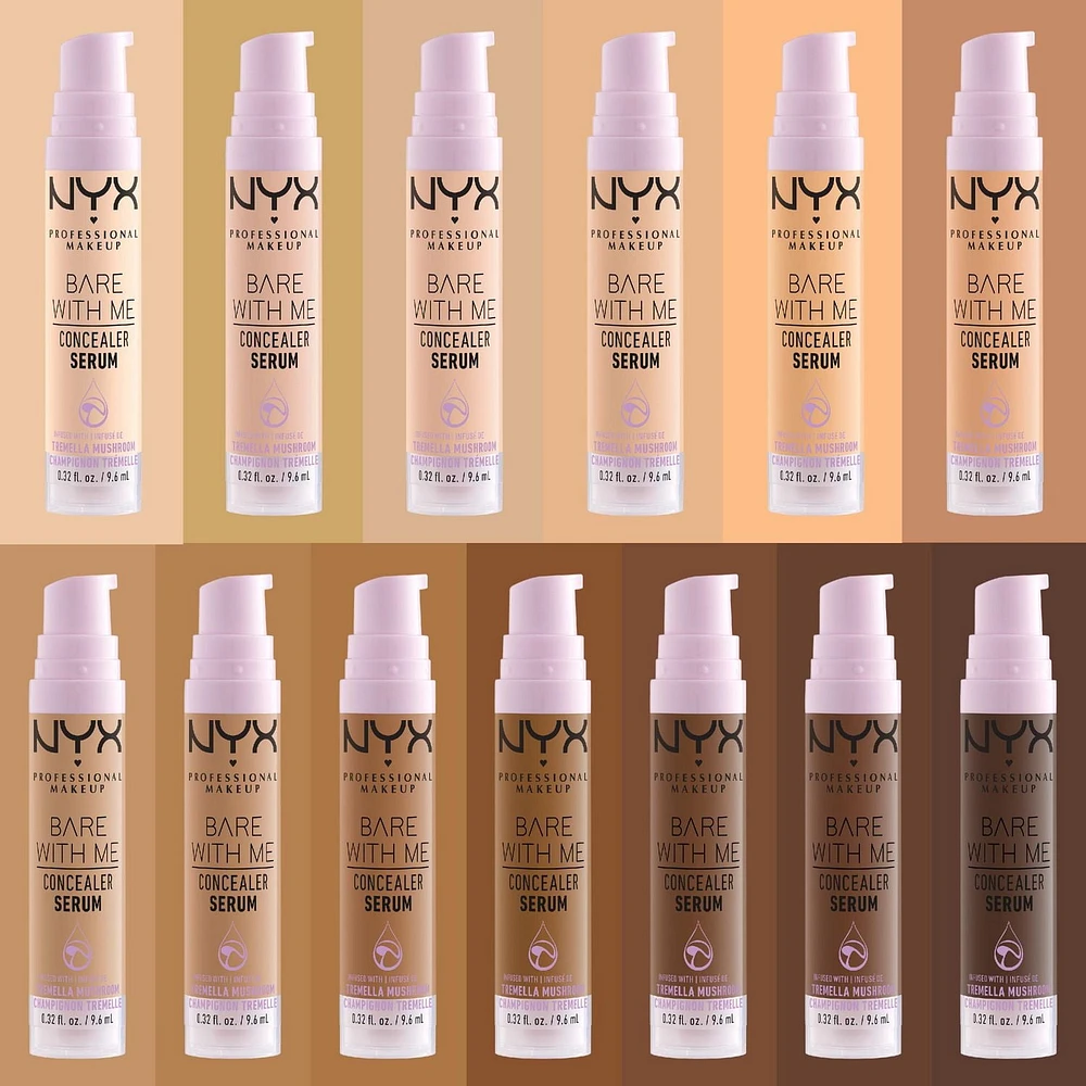 NYX Professional Makeup, Bare With Me, Serum Concealer, 24HR Hydration, Vegan Formula - 02 Light, 9.6mL, Vegan skincare serum concealer