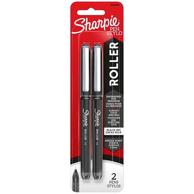 Stylo à bille roulante Sharpie, pointe aiguille (0,5 mm) stylo de précision, encre noire 2 pièces