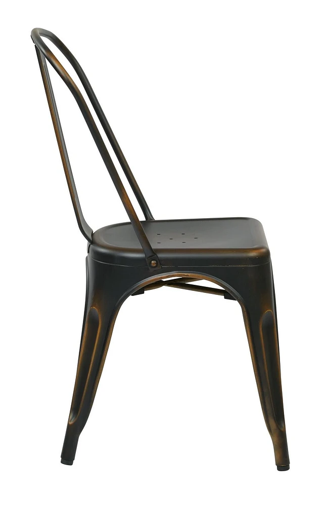 Chaise de salle à manger Bristow d’OSP Designs en métal en fini cuivre antique