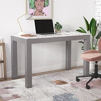 CosmoLiving by Cosmopolitan Astor Desk w/ Wireless Charger, White with Terrazzo Top