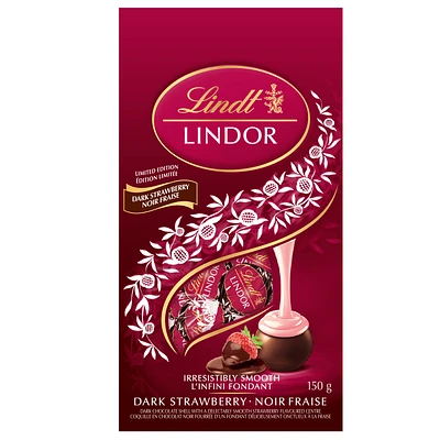 Lindt LINDOR Dark Chocolate Strawberry Truffles, 150-Gram Bag, 150 g