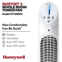 Ventilateur tour de 101 cm pièce entière QuietSetᴹᴰ 5 HYF260WC Honeywell