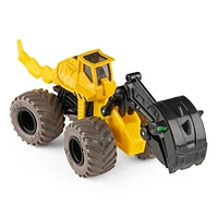 Monster Jam, Monster truck Dugg Dirt Squad Excavator officiel avec pièces mobiles, véhicule en métal moulé à l'échelle 1:64