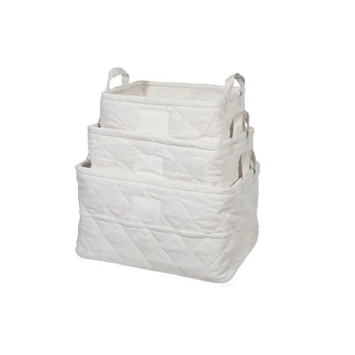 Panier De Rangement Matelassé 3Pc Nibling Avec Poignées (Beige)