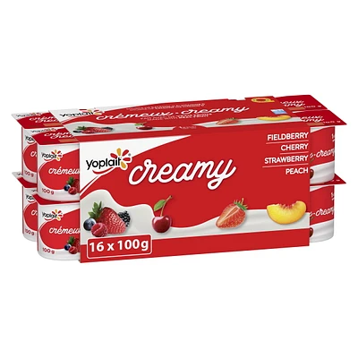 Yoplait Creamy 1% Smooth Traditional Yogurt Cups, Variety Pack with Real Fruit Puree, 100 g, 16 ct, 16 x 100 g