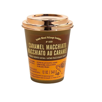 Aroma Light 12oz Caramel Macchiato Soy Wax Blended Scented Candle,1 cotton wick, · 12oz<br>· 340g<br>· pack of 1