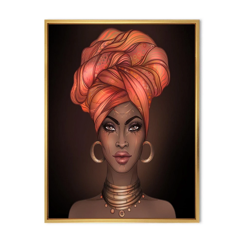 Designart African American Woman with Turban V FLOAT FRAME WALL ART