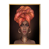 Designart African American Woman with Turban V FLOAT FRAME WALL ART
