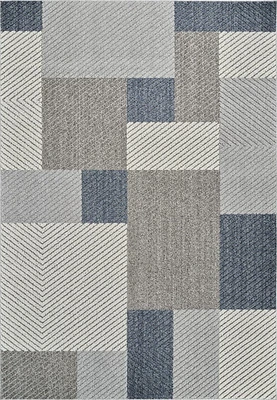Rug Branch Hogar Abstract Indoor Outdoor Area Rug, Grey Blue, Geometric - Living Room, Bedroom, Dining Room, and Kitche