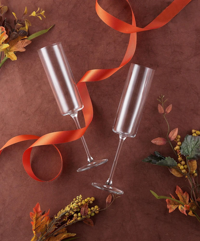 Claire Cyrstal Cylinder Champagne Glasses - 5.7 oz - Set of 2