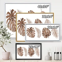 Designart Monstera tropical et feuille de palmier en terre cuite ART MURAL À CADRE FLOTTÉ
