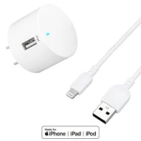 onn. 2.4 Amp USB Wall Charging Kit with 3 FT. Lightning to USB-C Cable, Travel Friendly, Folds 90˚