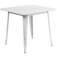 Table intérieure-extérieure en métal blanc carrée de 31,5 po