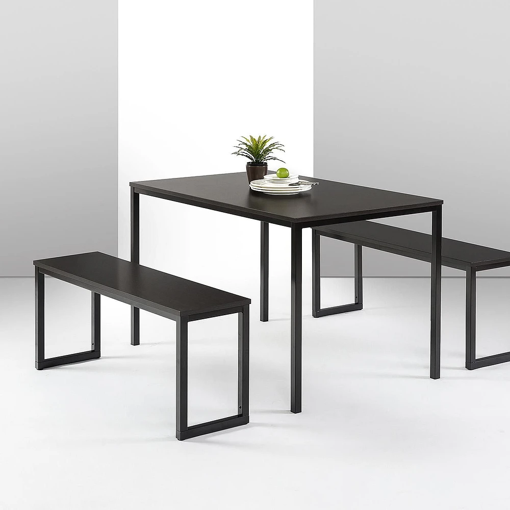 Zinus Louis Modern Studio Collection Soho Table de salle à manger avec deux bancs / ensemble de 3 pièces