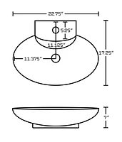 American Imaginations -in. W Above Counter White Bathroom Vessel Sink Set For 1 Hole Center Faucet AI