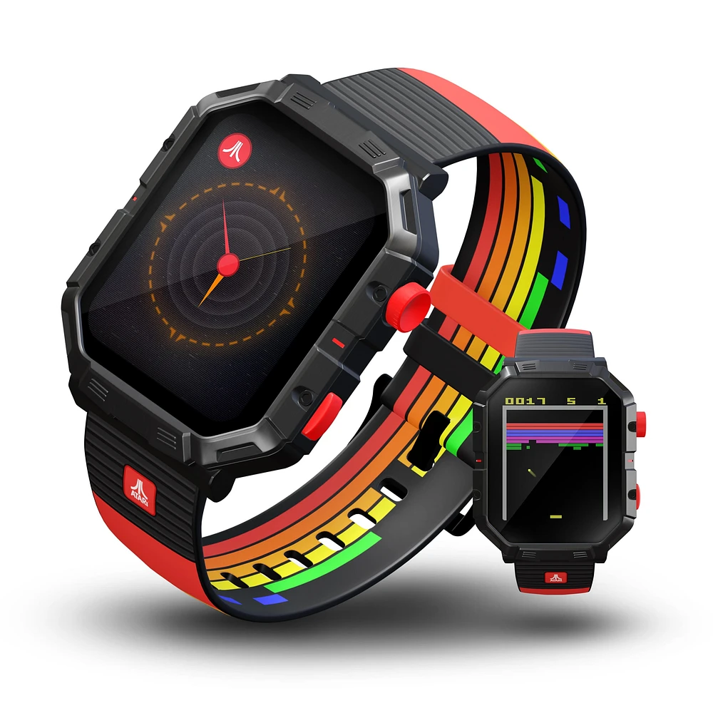 Montre My Play Watch Atari 2600™ – Montre intelligente de jeu rétro avec technologie sélective, non connectée, jeux Centipede™, Pong™, Missile Command™, Super Breakout™ intégrés, moniteur d’activités