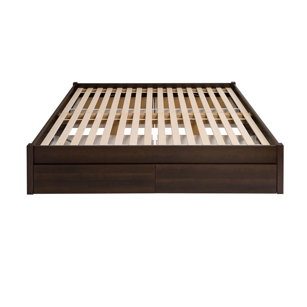 Prepac 63 in W x 16 in H x 83 in D Queen Select 4-Post Platform Bed with 4 Drawers