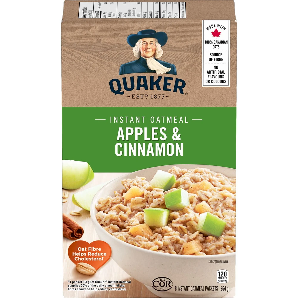 Quaker Apples & Cinnamon Instant Oatmeal, 264g