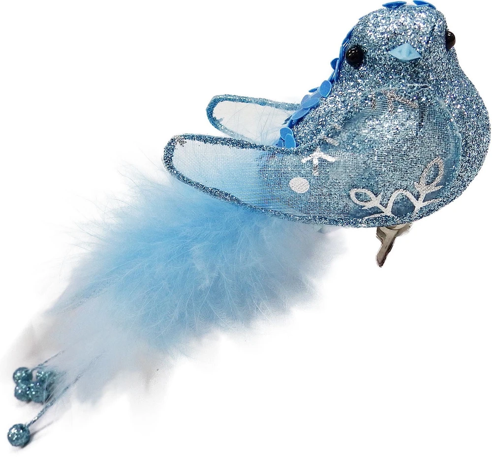 Pince Holiday Times en forme d'oiseau de couleur bleu clair avec flocon de neige