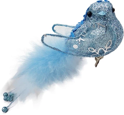 Pince Holiday Times en forme d'oiseau de couleur bleu clair avec flocon de neige
