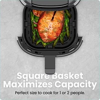 Chefman 2L (2 Qt) Compact Air Fryer w/ Digital Display and Shake Reminder - Grey, New