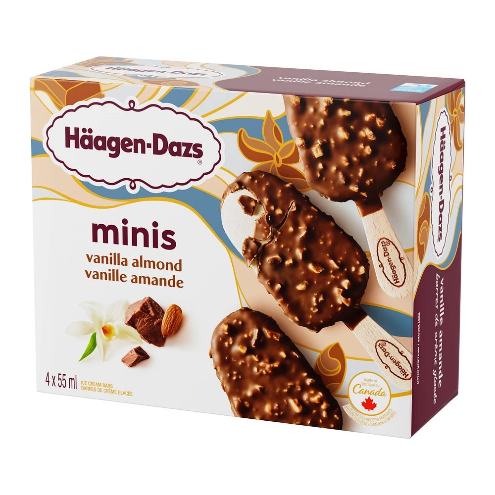 Barres de crème glacée HÄAGEN-DAZS® Miniatures Vanille amande 4 x 55 ml 4x55 ml