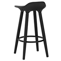 Set of 2 Mid-Century ABS & Solid Wood 26'' Counter Stool in Black