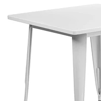 Table intérieure-extérieure en métal blanc carrée de 31,5 po
