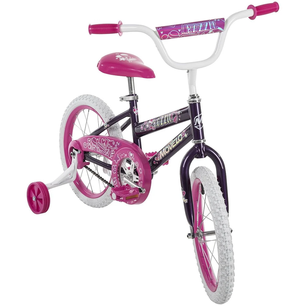 Movelo Razzle Vélo de 16 pouces pour filles, Rose / Violet Âges 4-6