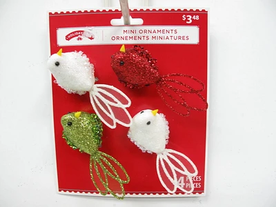 Holiday Time 4-Pack Glitter Sheer Bird