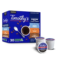 Timothy’s Flavoured Coffee Box, Light to Medium Roast, K-Cup Coffee Pods, 30 Count