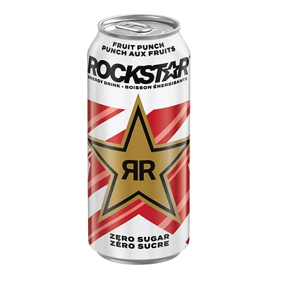Rockstar Pure Zero Fruit Punch Energy Drink 473 mL, Can, 473mL