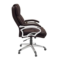 CorLiving Leon simili cuir tissu PU rembourré hauteur réglable soutien lombaire inclinable chaise de bureau de direction