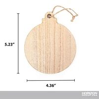 On the Surface boule de Noël en bois avec bordure pailleté dorée, ornement ou étiquette-cadeau avec ficelle en jute pour l’accrocher