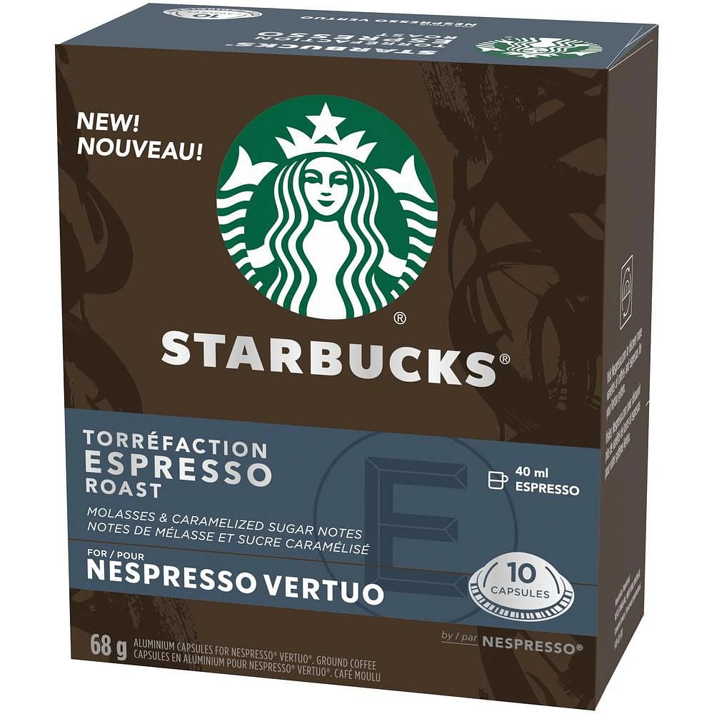 Starbucks Espresso Roast for Nespresso Vertuo, 10ct, 10 x 40 ml