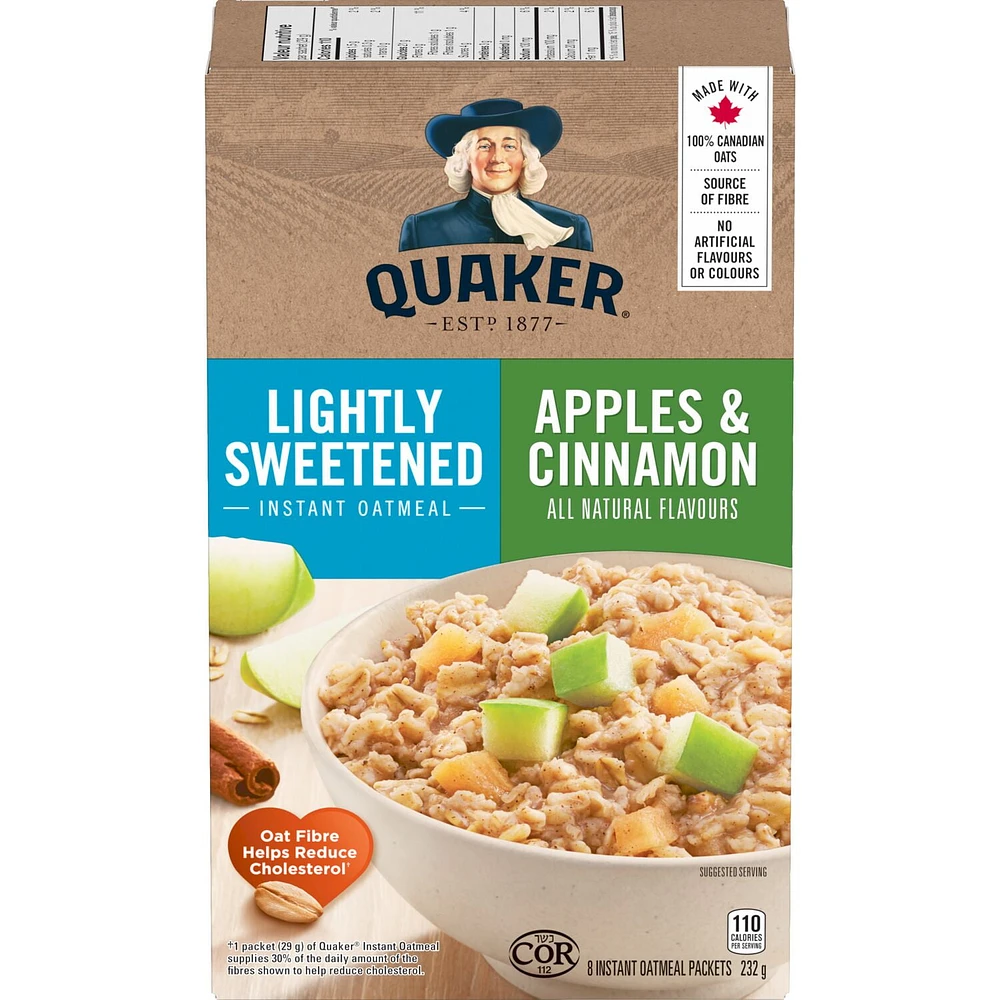 Quaker Lightly Sweetened Apples & Cinnamon Instant Oatmeal, 232g