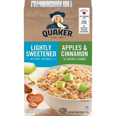 Quaker Lightly Sweetened Apples & Cinnamon Instant Oatmeal, 232g