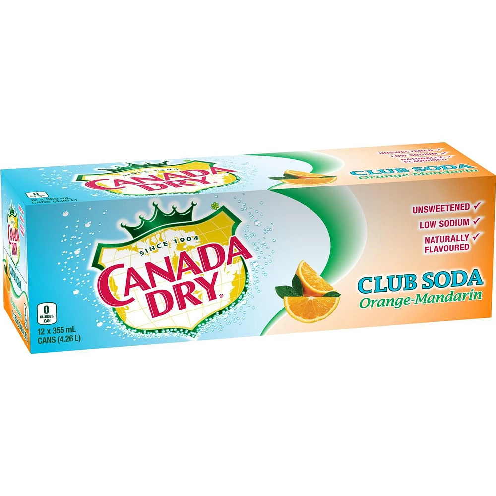 Canada Dry® Club Soda Orange-Mandarin 355 mL Cans, 12 Pack