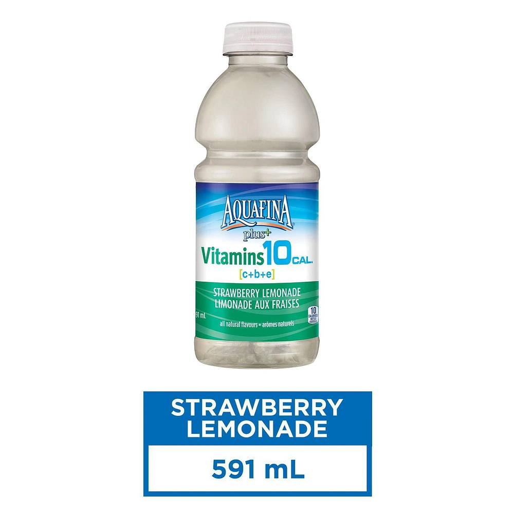 Aquafina Plus+ Vitamins Strawberry Lemonade  Vitamin Enhanced Water , 591mL Bottle