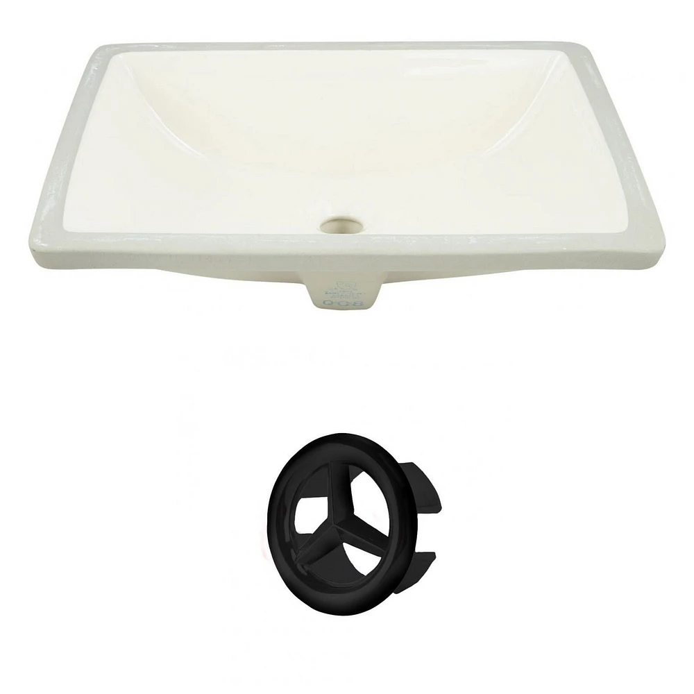 18.25-in. W CUPC Rectangle Bathroom Undermount Sink Set In Biscuit - Black Hardware AI-20470