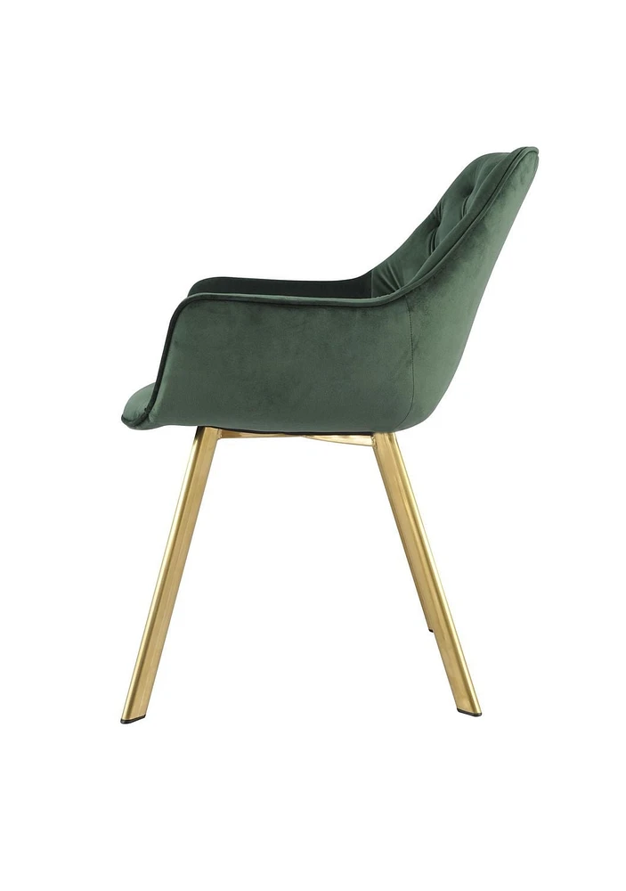 Topline Home Furnishings Chaise à accoudoirs de salle à manger en velours et or