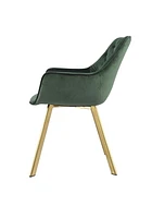 Topline Home Furnishings Chaise à accoudoirs de salle à manger en velours et or