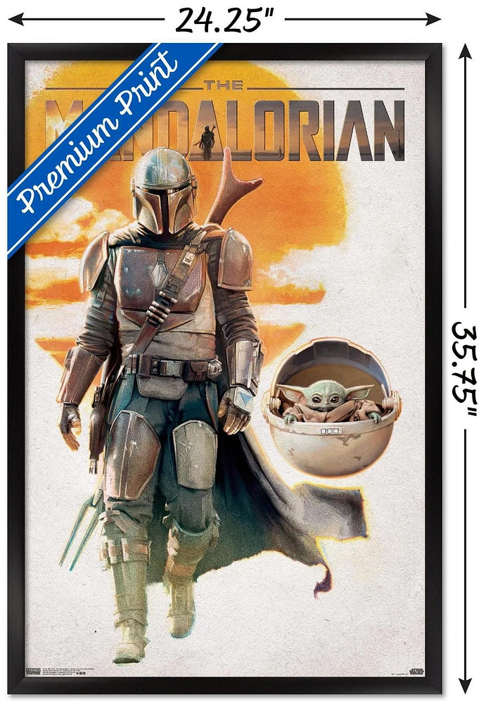 Star Wars: The Mandalorian - Mando and The Child Walking Wall Poster