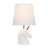 Simple Designs Lampe de table licorne blanche étincelante