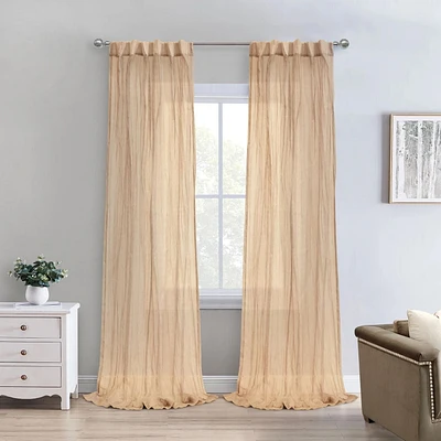 Loft Living Peoria Transparent Double Tetiere panneau de rideau 52 x 95 in Abricot